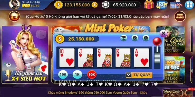Phương pháp giúp quay mini poker nổ hũ thắng lớn